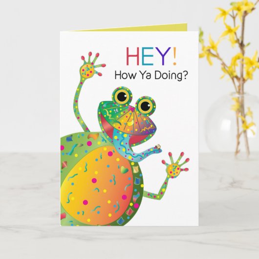 あなた考えの,おもしろいカエル,万華鏡のように千変万化するパターンコレクション カード (黄色い花)