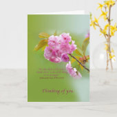 あなた考えの,さくらんぼの花,ピンクと緑 カード (黄色い花)