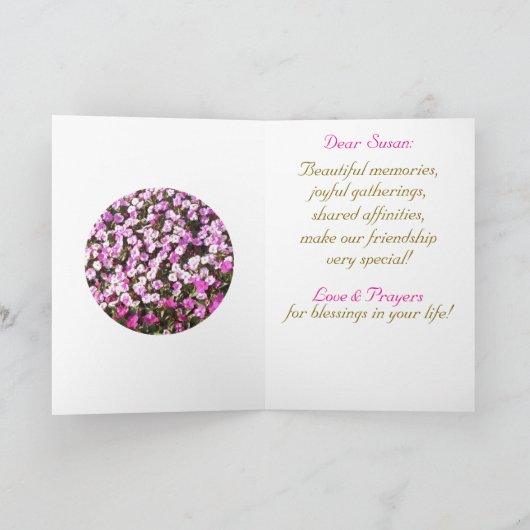あなた考えの,友情,折り畳まれた挨拶 カード (内部)