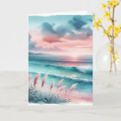 あなた考えの |美しい海シーン カード (黄色い花)