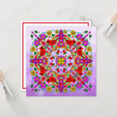 あなた考えるについて(鳥)ショウジョウコウカンチョウと花マンダラ カード (正面/裏面インサイチュ)