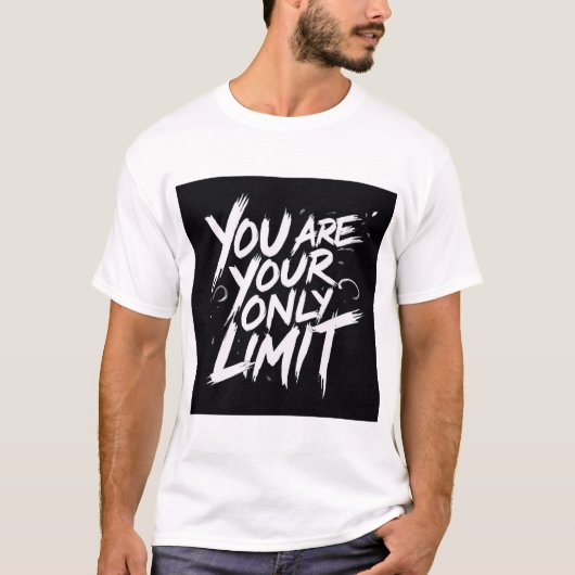 あなた自身が唯一の限界 – 大胆なモチベーションの引用 Tシャツ (正面)