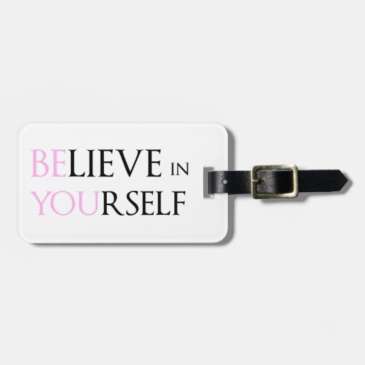 あなた自身で信じて下さい-刺激の引用文のミームあります ラゲッジタグ (正面横)