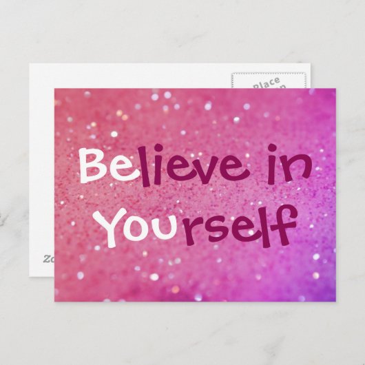 あなた自身で(あります)ピンクのきらめく郵便はがきを信じて下さい ポストカード (正面/裏面)