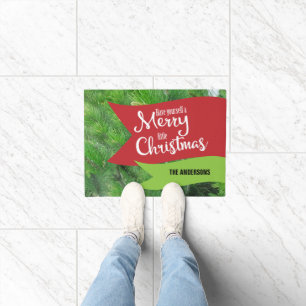 あなた自身にメリーで小さいクリスマス個人化なってもらって下さい ドアマット