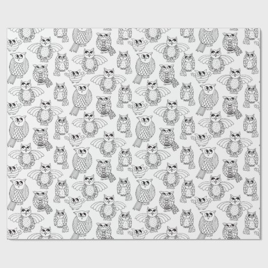あなた自身のお洒落なフクロウを着色して下さい ラッピングペーパー (フラット)