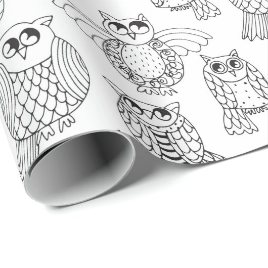 あなた自身のお洒落なフクロウを着色して下さい ラッピングペーパー (ロールコーナー)