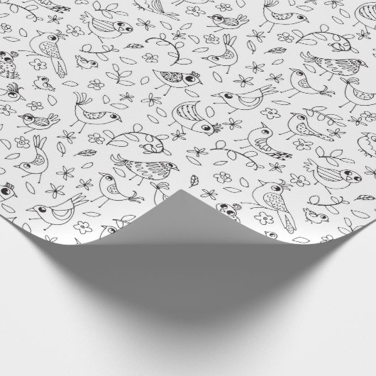 あなた自身のお洒落な鳥および花を着色して下さい ラッピングペーパー (角)