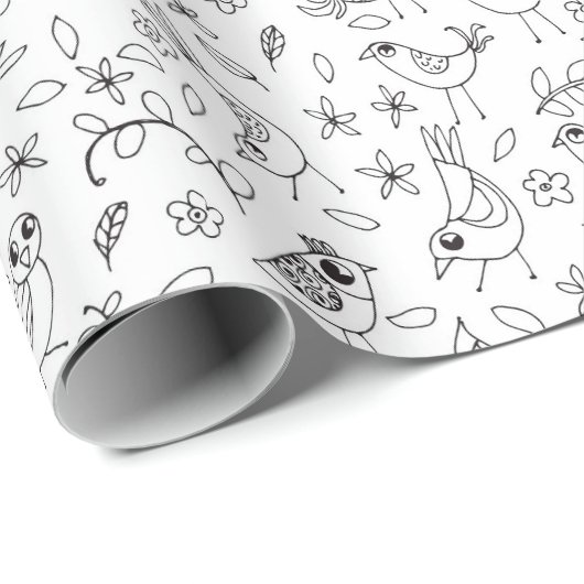 あなた自身のお洒落な鳥および花を着色して下さい ラッピングペーパー (ロールコーナー)