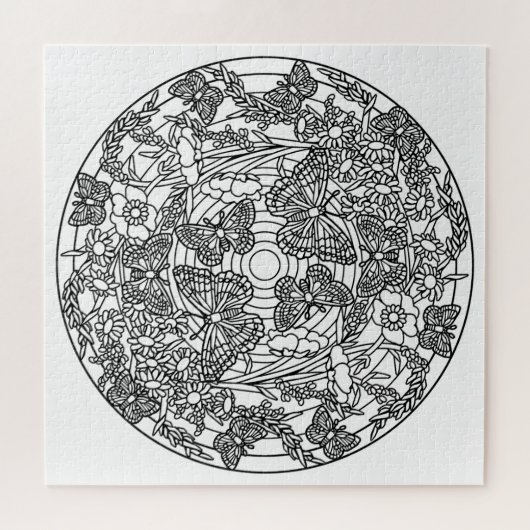 あなた自身のぬり絵帳のデザインの蝶を着色して下さい ジグソーパズル (横)