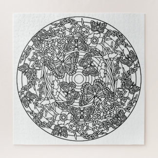 あなた自身のぬり絵帳のデザインの蝶を着色して下さい ジグソーパズル