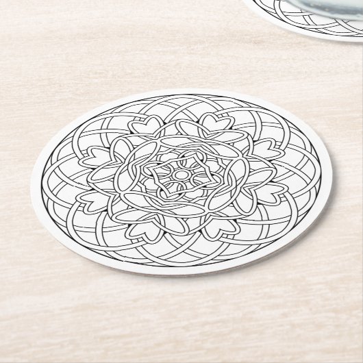 あなた自身のぬり絵帳のデザインの複合体色を着色して下さい ラウンドペーパーコースター (アングル)
