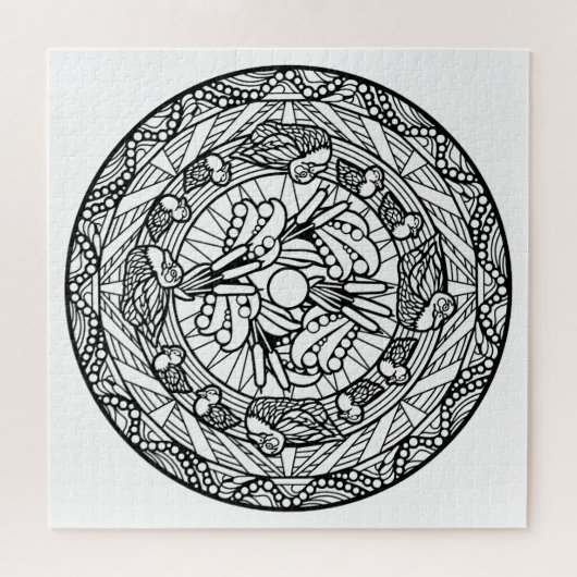 あなた自身のぬり絵帳の曼荼羅動物の鳥を着色して下さい ジグソーパズル (横)