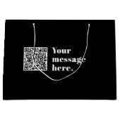 あなた自身のアップロードされたQRコードと編集可能なレトロテキスト ラージペーパーバッグ (正面)