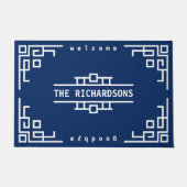 あなた自身のアールデコにレトロの幾何学的なボーダーをして下さい ドアマット (正面)