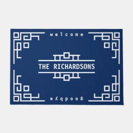 あなた自身のアールデコにレトロの幾何学的なボーダーをして下さい ドアマット