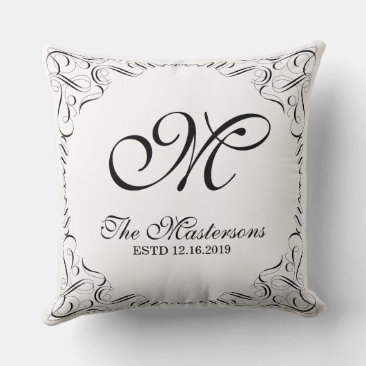 あなた自身のエレガントで優美な結婚式のモノグラムを作成して下さい クッション (裏面)