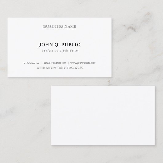 あなた自身のエレガントな最小主義のシンプルなモダンを作成して下さい 名刺 (正面/裏面)