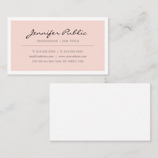 あなた自身のエレガントな赤面のピンクのミニマリストを作成して下さい 名刺 (正面/裏面)