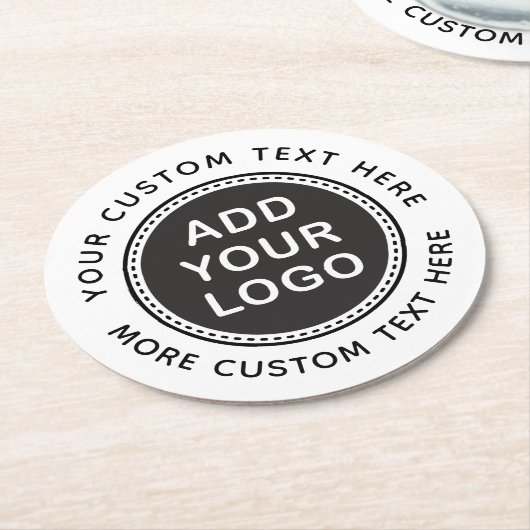 あなた自身のカスタムなビジネスロゴおよび文字を加えて下さい ラウンドペーパーコースター (アングル)