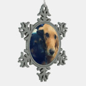 あなた自身のカスタムなペットオーナメントを作成して下さい スノーフレークピューターオーナメント (左)