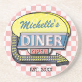 あなた自身のカスタムなレトロの50年代のダイナーの印を作成して下さい コースター (正面)