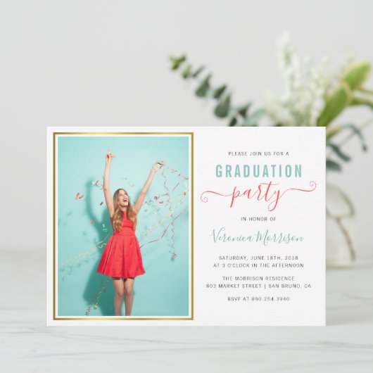あなた自身のカスタムな写真の卒業生のパーティの招待状を作成して下さい 招待状 (スタンド正面)