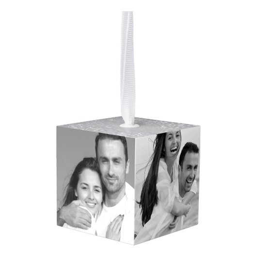 あなた自身のカスタムな写真を加えて下さい キューブオーナメント (裏面アングル)