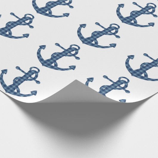 あなた自身のカスタムな|の格子縞のタータンチェックの青いいかりを作成して下さい ラッピングペーパー (角)