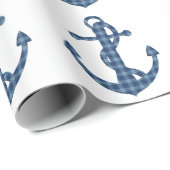 あなた自身のカスタムな|の格子縞のタータンチェックの青いいかりを作成して下さい ラッピングペーパー (ロールコーナー)