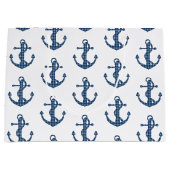 あなた自身のカスタムな|の格子縞のタータンチェックの青いいかりを作成して下さい ラージペーパーバッグ (正面)