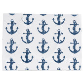 あなた自身のカスタムな|の格子縞のタータンチェックの青いいかりを作成して下さい ラージペーパーバッグ (裏面)