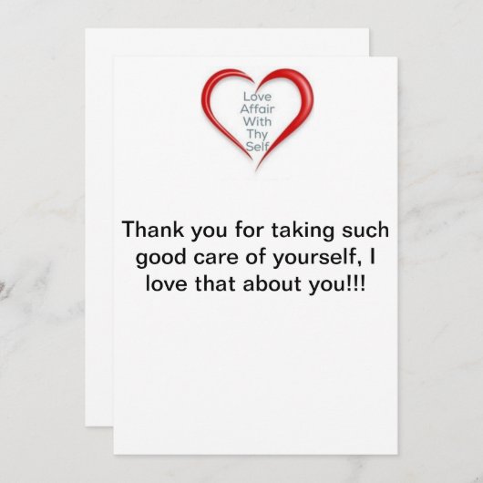 あなた自身のカードを世話するためにありがとう サンキューカード (正面/裏面)