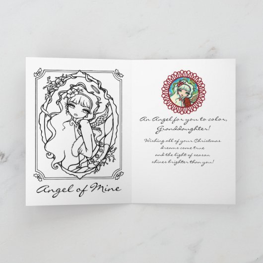 あなた自身のキャンディ・ケーンの天使のクリスマスカードを着色して下さい シーズンカード (内部)