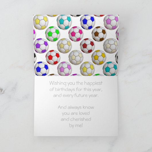 あなた自身のサッカーのバースデー・カードを作成して下さい カード (内部)