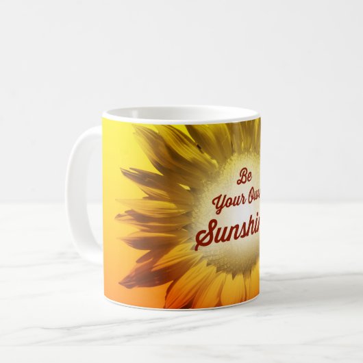 あなた自身のサンシャインヒマワリ赤い黄グラデーション色 コーヒーマグカップ (正面左)