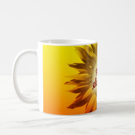 あなた自身のサンシャインヒマワリ赤い黄グラデーション色 コーヒーマグカップ (左)