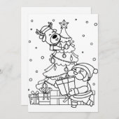 あなた自身のサンタとトナカイを色付けしよう シーズンカード (正面/裏面)