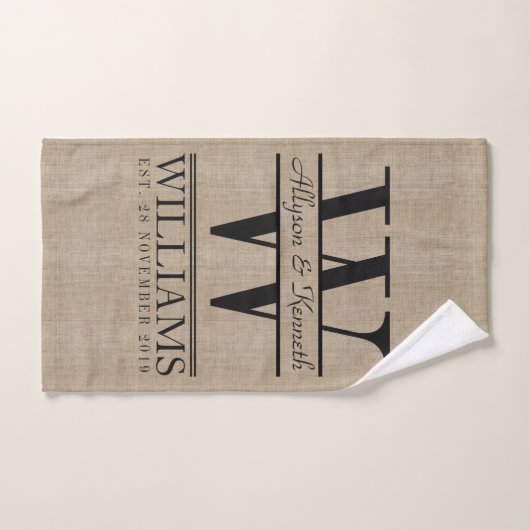 あなた自身のシンプルな記念日のロゴのモノグラムを作成して下さい ハンドタオル (ハンドタオル)