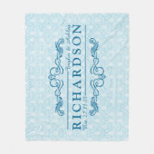 あなた自身のスカイブルーのダマスク織記念日のモノグラムを作って下さい フリースブランケット (正面)