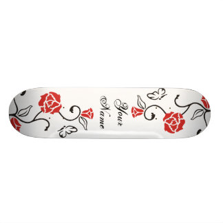 あなた自身のスケートボード-ばら色のつる植物および蝶 スケートボード