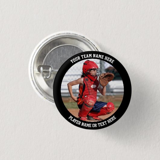 あなた自身のスポーツチーム写真を作成して下さい 缶バッジ (正面&裏面)