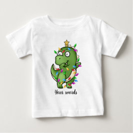 あなた自身のダビングのクリスマスの恐竜を作成 ベビーTシャツ