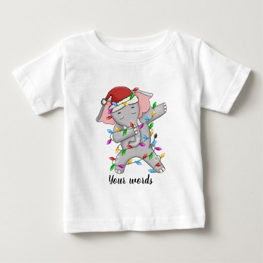 あなた自身のダビングクリスマスゾウを作成 ベビーTシャツ (正面)