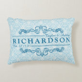 あなた自身のダマスク織の結婚記念日のモノグラムを作って下さい アクセントクッション (正面)