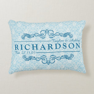 あなた自身のダマスク織の結婚記念日のモノグラムを作って下さい アクセントクッション