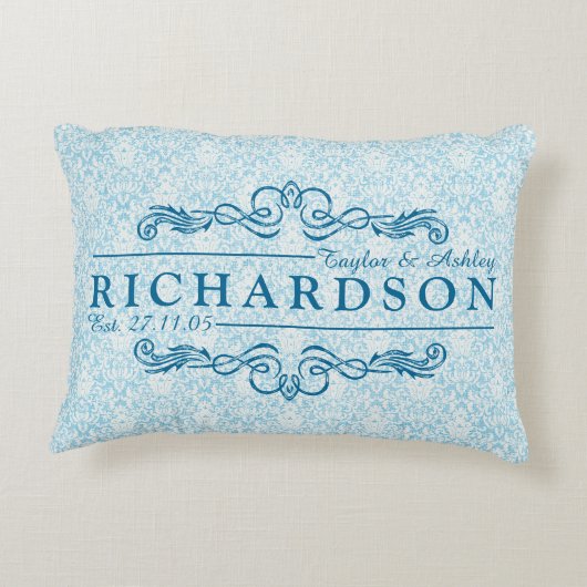 あなた自身のダマスク織の結婚記念日のモノグラムを作って下さい アクセントクッション (裏面)