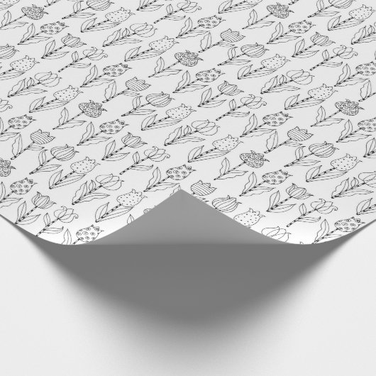 あなた自身のチューリップパターンを着色して下さい ラッピングペーパー (角)