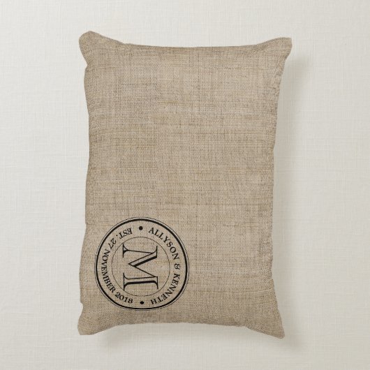 あなた自身のバーラップにレトロのロゴのモノグラムをして下さい アクセントクッション (裏面(縦))