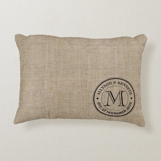 あなた自身のバーラップにレトロのロゴのモノグラムをして下さい アクセントクッション (裏面)